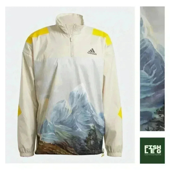 Adidas | Snow Graphic 1/4 Zip Pullover - Cream / Sz S - Picture 1 of 11